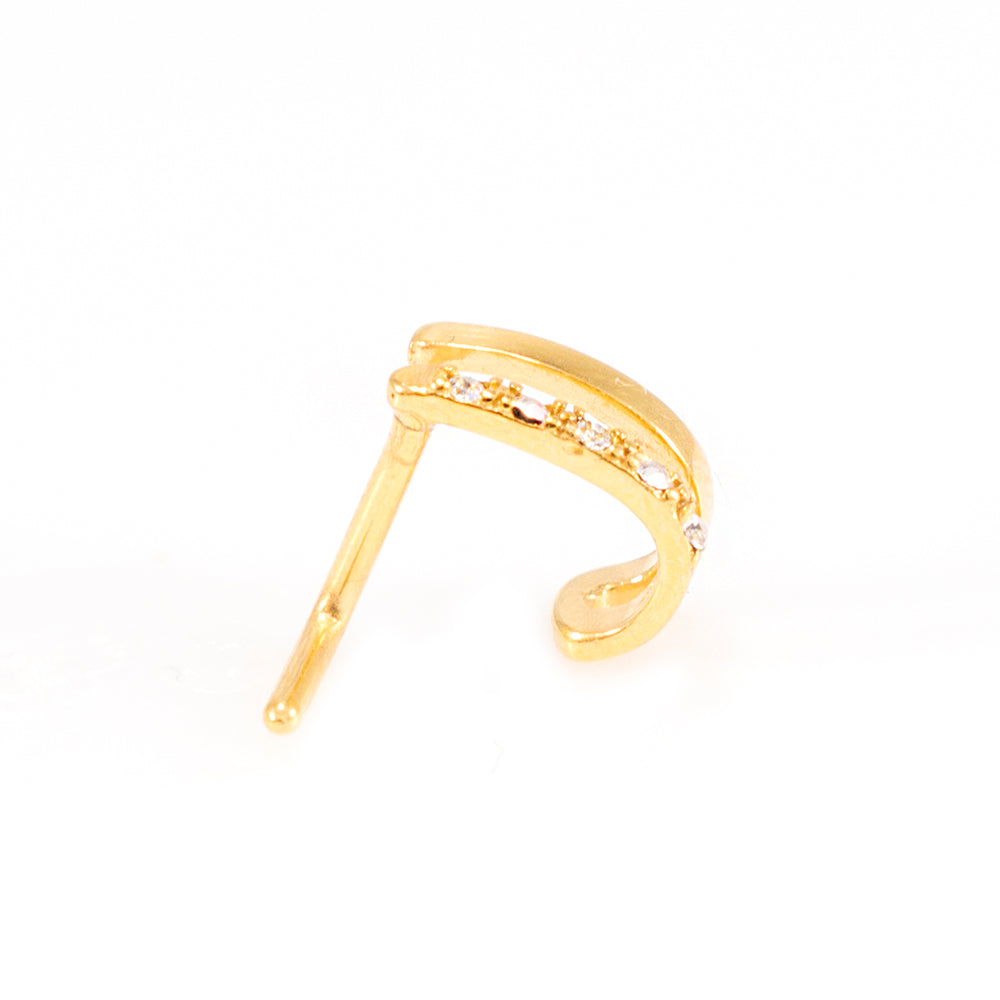 Surgical Steel 20 Gauge Double Faux Hoop L-Shape Nose Ring with CZ