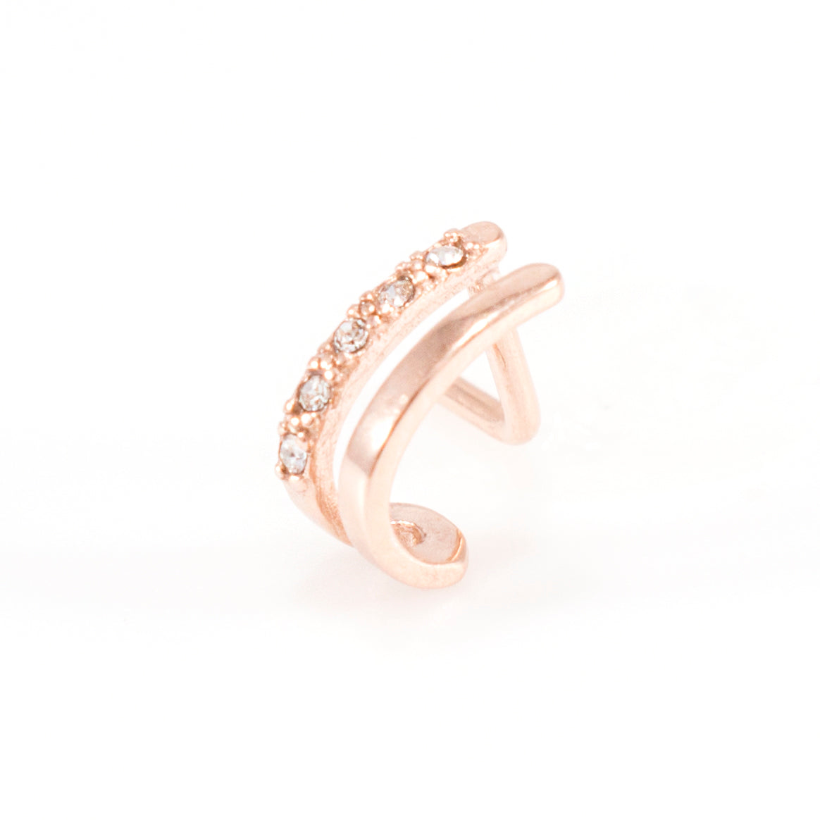 Surgical Steel 20 Gauge Double Faux Hoop L-Shape Nose Ring with CZ