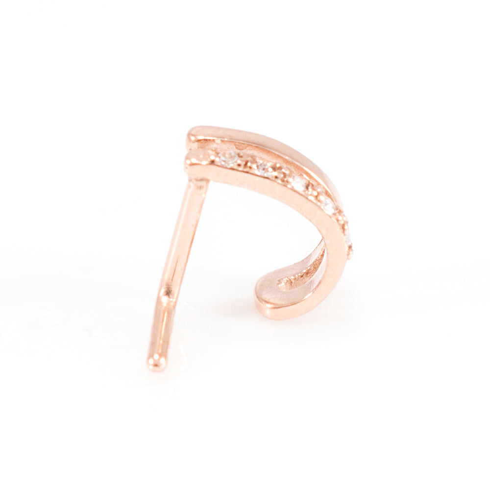 Surgical Steel 20 Gauge Double Faux Hoop L-Shape Nose Ring with CZ