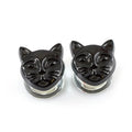 Double Flared Pyrex Glass Plug Ear 0 to 1/2" Gauge & Black Cat - Pair - Kruelty - Photo 5