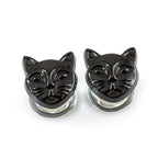 Double Flared Pyrex Glass Plug Ear 0 to 1/2" Gauge & Black Cat - Pair - Kruelty - Photo 5