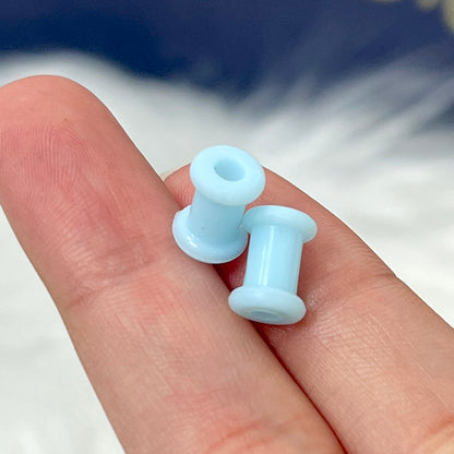 Soft Silicon 4 to 1 5/8" Inch Plugs with Light Blue Silicone - Pair