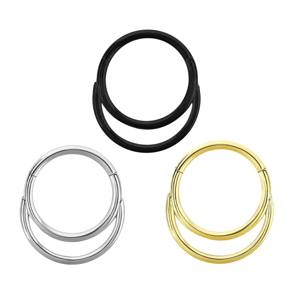Titanium 16 Gauge Double Hoop Hinged Clicker Segment Ring
