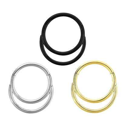 Titanium 16 Gauge Double Hoop Hinged Clicker Segment Ring