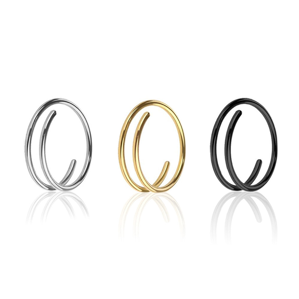 Surgical Steel Double Hoop Spiral Nose Ring 20 Gauge - 3 Colors