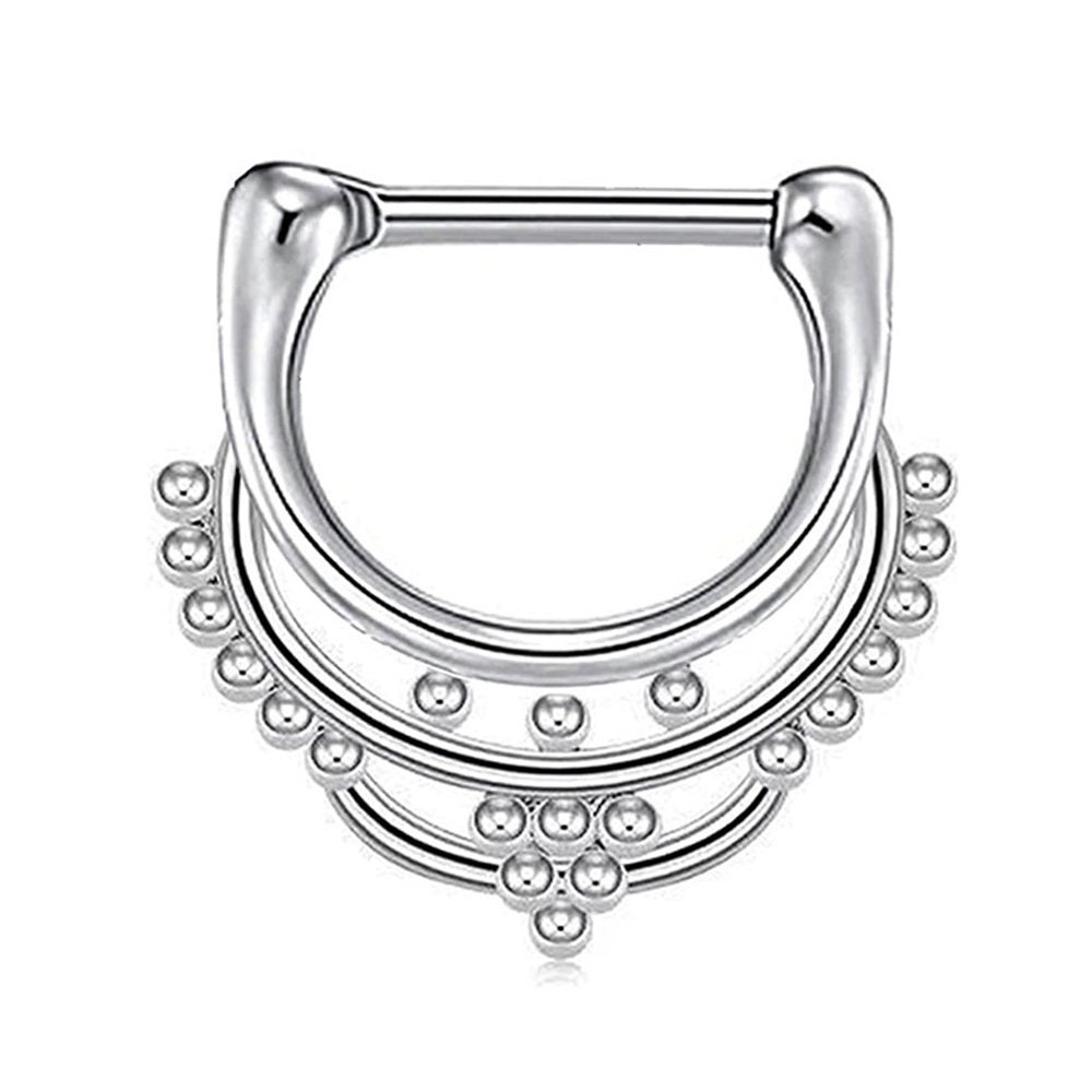 Surgical Steel 16 Gauge Septum Clicker with Double Hoop Tribal Design