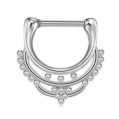 Surgical Steel 16 Gauge Septum Clicker with Double Hoop Tribal Design