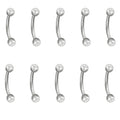 Surgical Steel Double Jeweled Belly Rings Clear CZ - 10 Pack