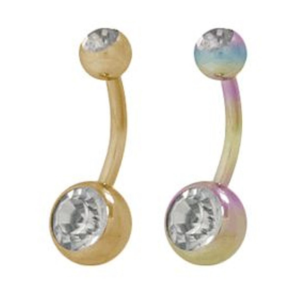 Titanium Belly Ring 14 Gauge 7/16" (11MM) Double Jeweled Gems - Kruelty