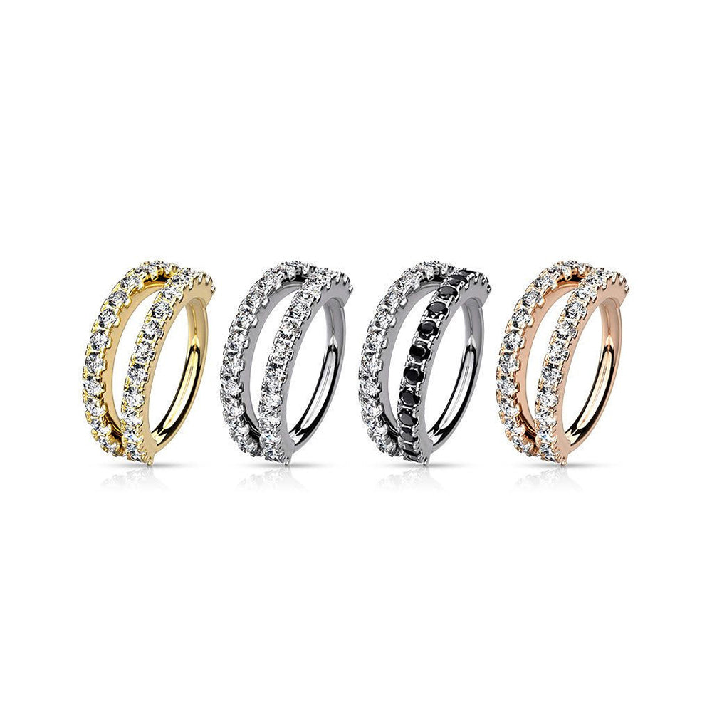 Surgical Steel 16 Gauge Double Lined CZ Bendable Hoop - 8mm