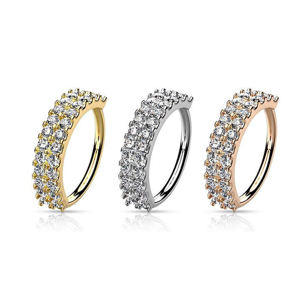 Surgical Steel 20 Gauge Bendable Nose Hoop with Double Lined CZ