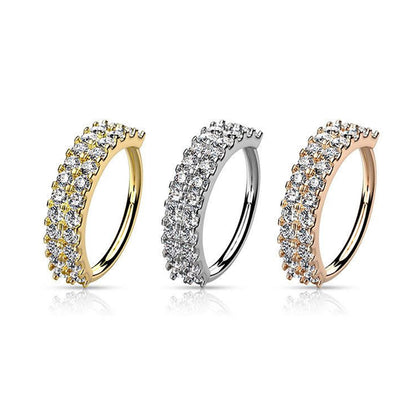 Surgical Steel 20 Gauge Bendable Nose Hoop with Double Lined CZ
