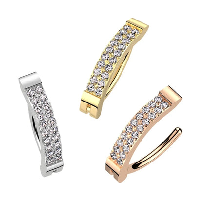 Titanium Hinged Belly Ring 14G 10mm with CZ Row - 3 Colors