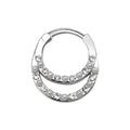 Surgical Steel 16 Gauge CZ Pearl Double Row Hinged Segment Ring