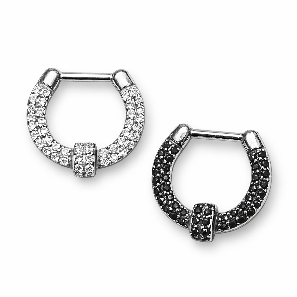 Surgical Steel 16 Gauge Double Row Paved CZ Septum Clicker - 8mm