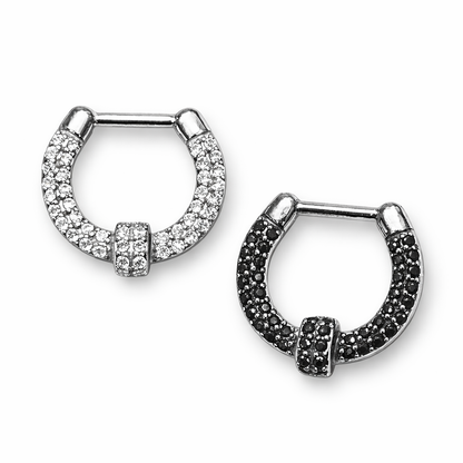 Surgical Steel 16 Gauge Double Row Paved CZ Septum Clicker - 8mm