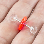 Surgical Steel 14 Gauge Straight Barbells Clear Donut Ball - 6 Pack