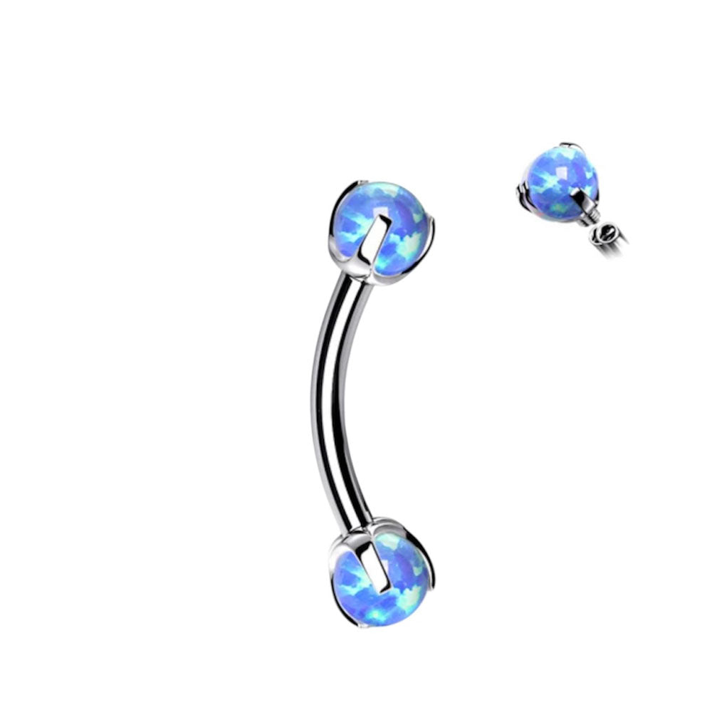 Surgical Steel Curved Barbell 16G 8mm with Dragon Claw Opal - photo 9