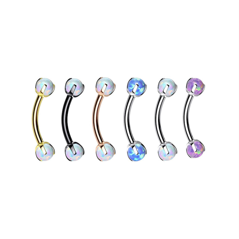 Surgical Steel Curved Barbell 16G 8mm with Dragon Claw Opal