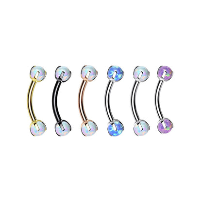 Surgical Steel Curved Barbell 16G 8mm with Dragon Claw Opal