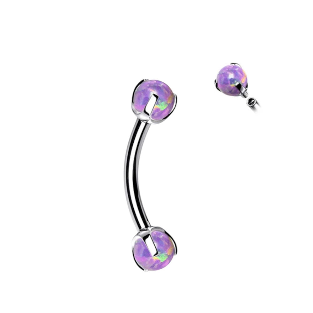 Surgical Steel Curved Barbell 16G 8mm with Dragon Claw Opal - photo 8