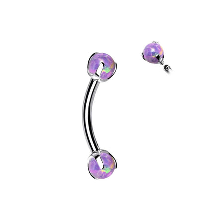 Surgical Steel Curved Barbell 16G 8mm with Dragon Claw Opal - photo 8