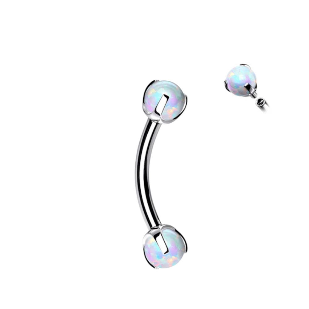Surgical Steel Curved Barbell 16G 8mm with Dragon Claw Opal - photo 7