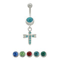 Surgical Steel 14 Gauge Belly Button Ring with Dragonfly CZ Jewels