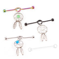 Surgical Steel 14 Gauge Dream Catcher Industrial Barbell with Retainer