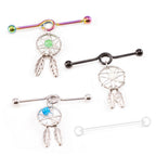 Surgical Steel 14 Gauge Dream Catcher Industrial Barbell with Retainer