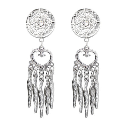 Surgical Steel Screw Fit Plugs with Dangle CZ Dream Catcher - Pair