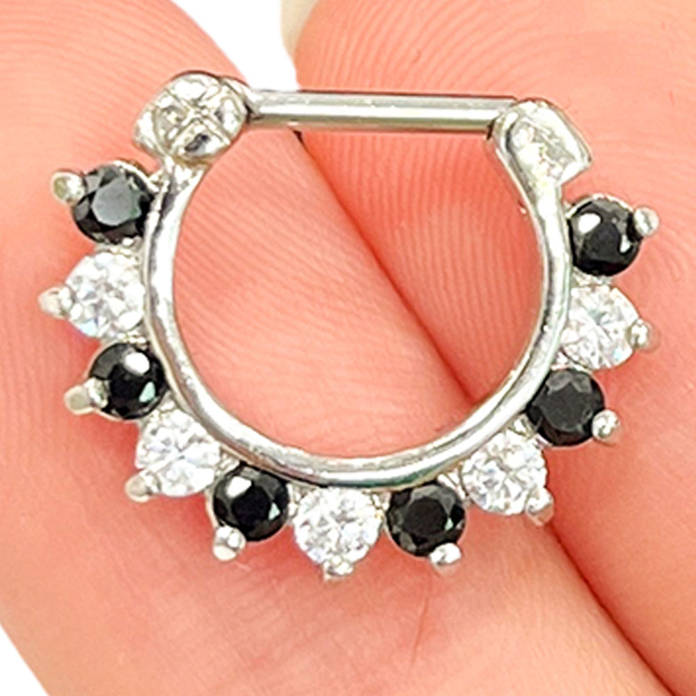 Surgical Steel Hinged Septum Clicker 16 Gauge 8mm with Drop CZ - photo 4
