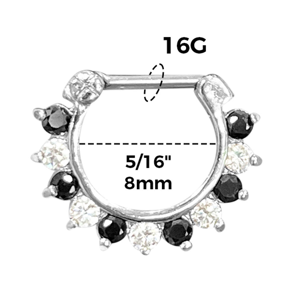 Surgical Steel Hinged Septum Clicker 16 Gauge 8mm with Drop CZ - photo 3