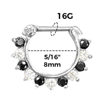 Surgical Steel Hinged Septum Clicker 16 Gauge 8mm with Drop CZ - photo 3