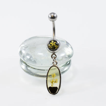 Surgical Steel 14 Gauge Belly Ring with Dry Flower Dangle - photo 4