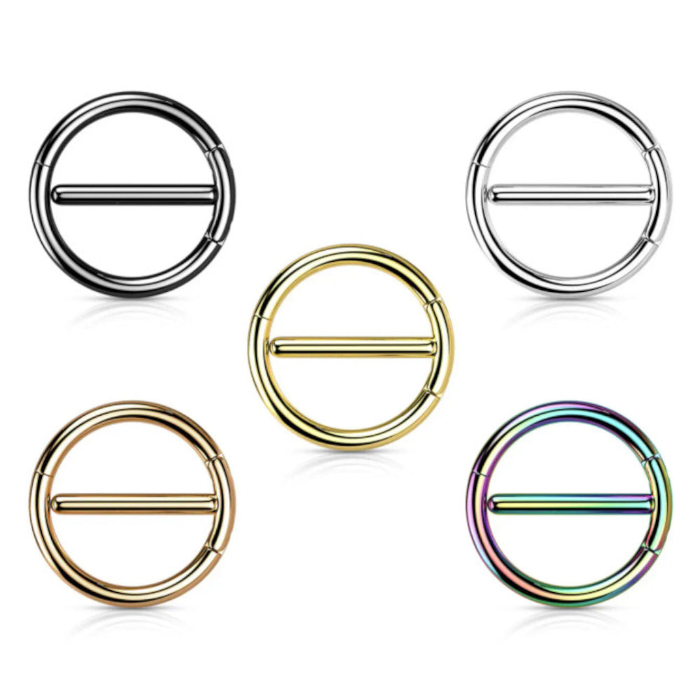Surgical Steel 14 Gauge Dual Hinged Nipple Shield Ring - Pair