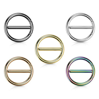 Surgical Steel 14 Gauge Dual Hinged Nipple Shield Ring - Pair