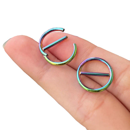 Surgical Steel 14 Gauge Dual Hinged Nipple Shield Ring - Pair - photo 4