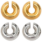 Surgical Steel Chunky Hollow Ear Cuff Gold & Silver 9.8mm - Pair
