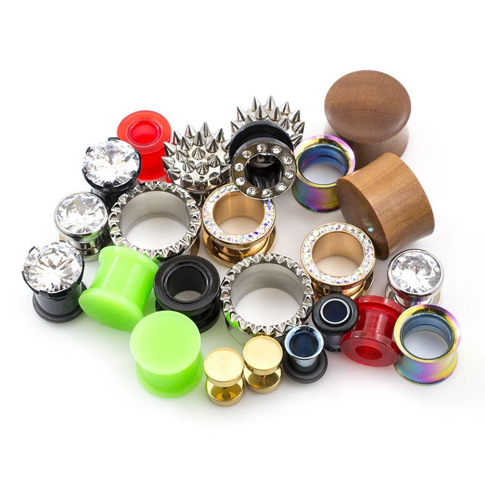 Ear Gauges Plugs & Tunnels Randomly Picked - 12 Pack