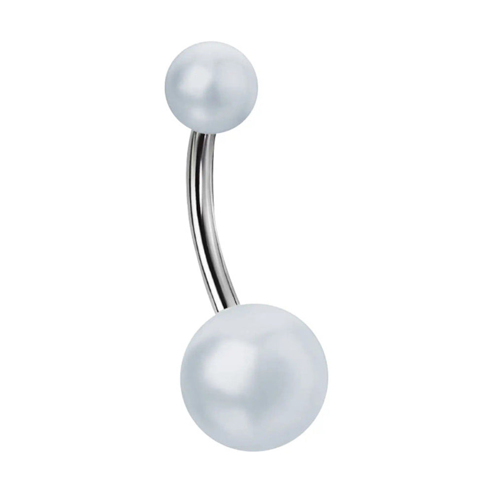 Surgical Steel 14 Gauge Belly Ring with Pearl - photo 7