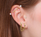 Surgical Steel 16 & 14G Industrial, Hoop & Labret - 3 Pack - Style 2