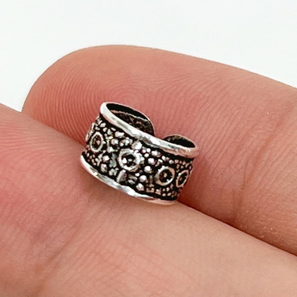 .925 Sterling Silver Dots Pattern Bali Ear Cuff Earring