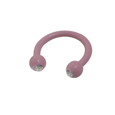 Surgical Steel 16 Gauge Pink Plated Circular Barbell with CZ Ends