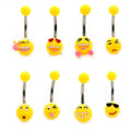 Acrylic 14 Gauge Belly Button Ring with Emoji Logo