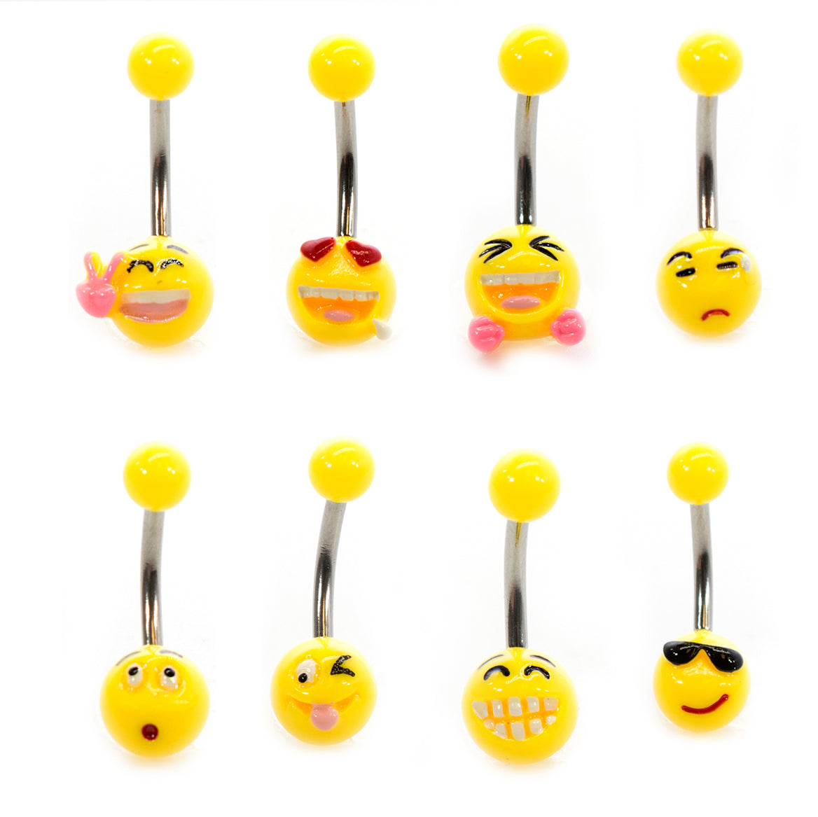 Acrylic 14 Gauge Belly Button Ring with Emoji Logo