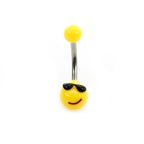 Acrylic 14 Gauge Belly Button Ring with Emoji Logo