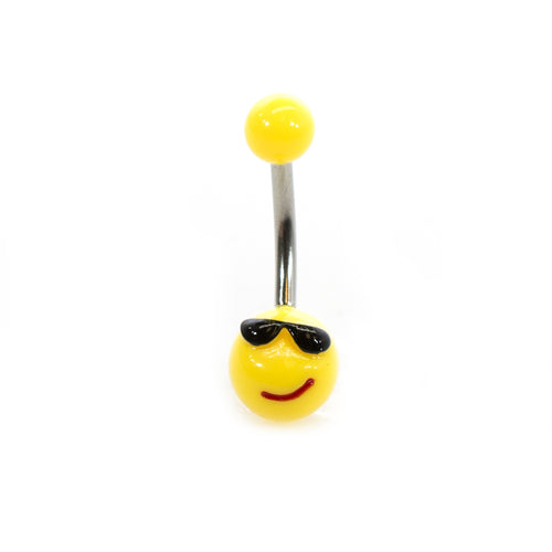 Acrylic 14 Gauge Belly Button Ring with Emoji Logo