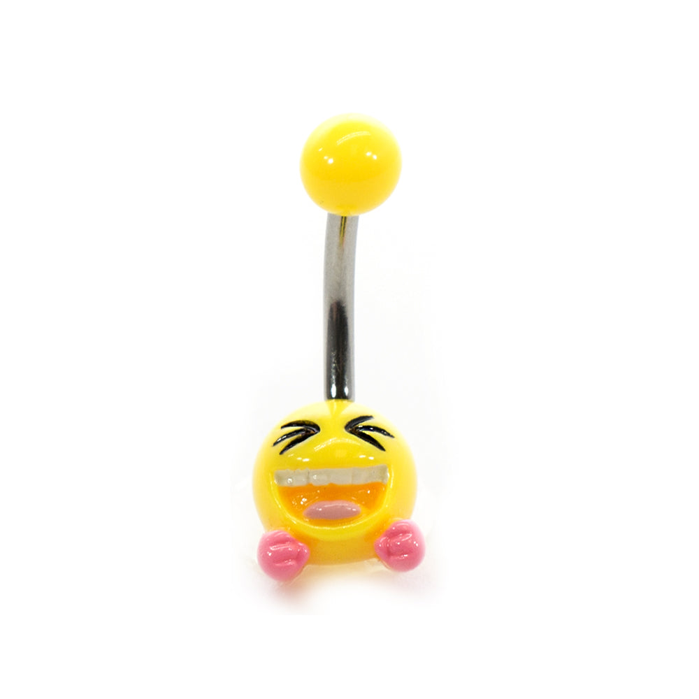 Acrylic 14 Gauge Belly Button Ring with Emoji Logo