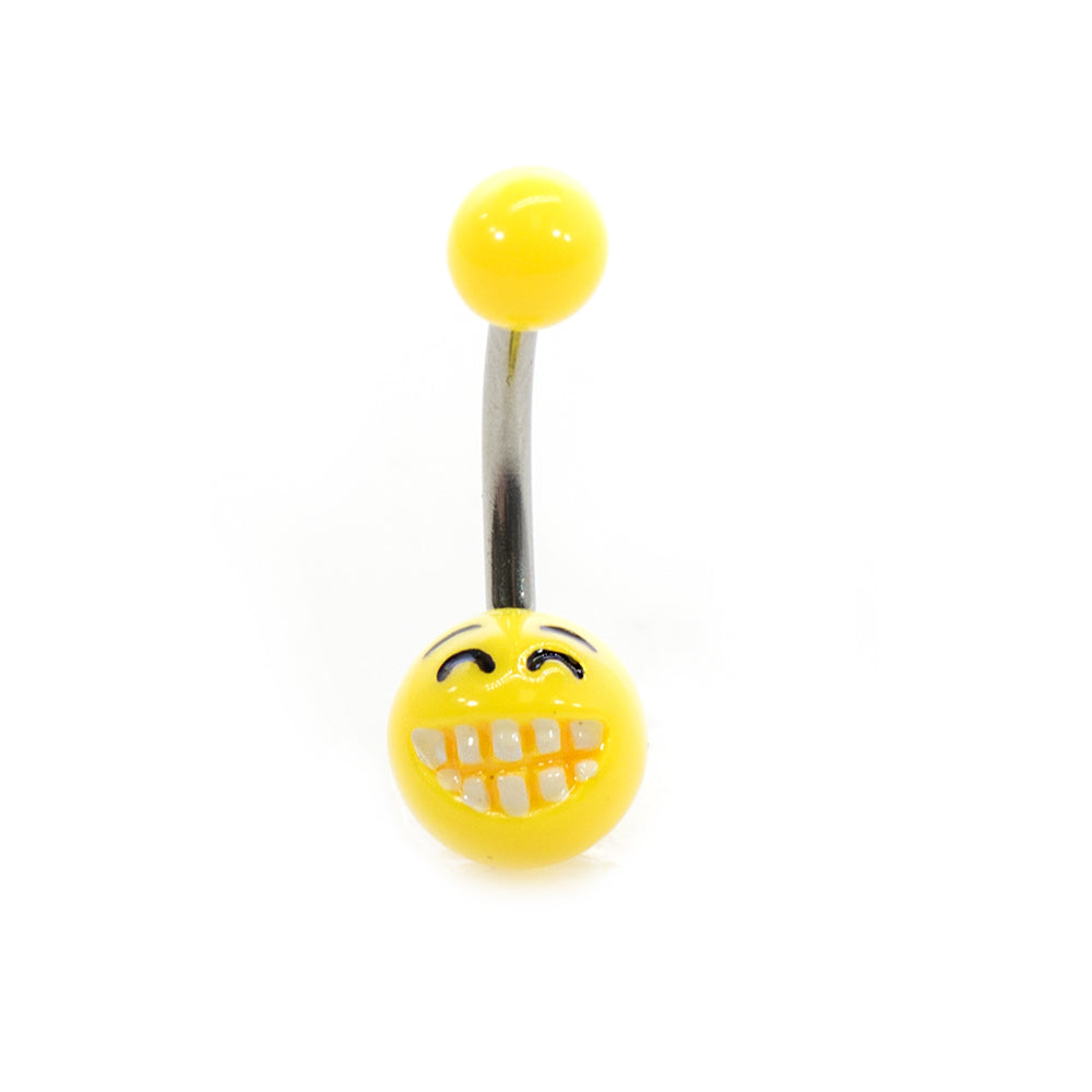 Acrylic 14 Gauge Belly Button Ring with Emoji Logo